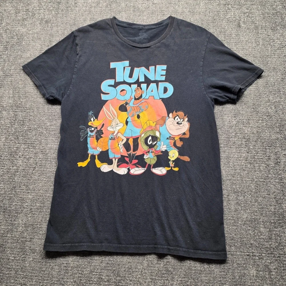 Tune Squad Shirt Short Sleeve Crew Neck Black Looney Tunes Cartoons Space Jam M